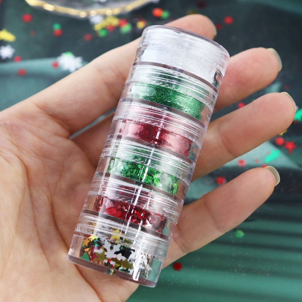 Nail Glitter Kit-10 Xmas Tree