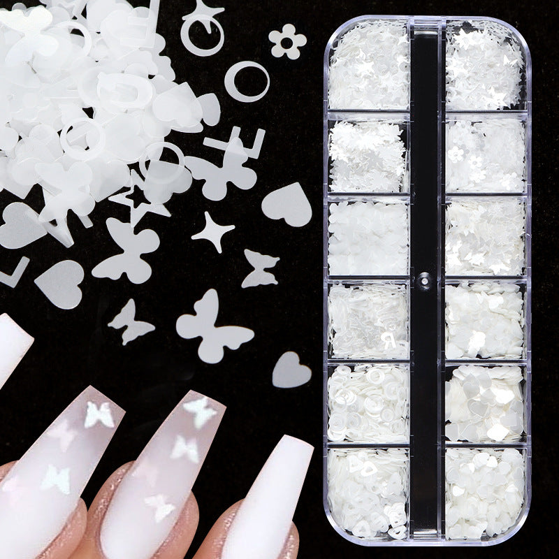 Nail Glitter Kit-18 White & White