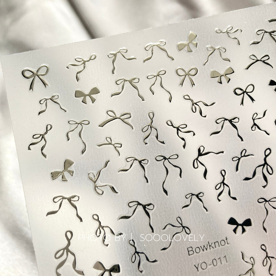 Ultra Thin Nail Sticker - Floating Ribbon YO011 Silver