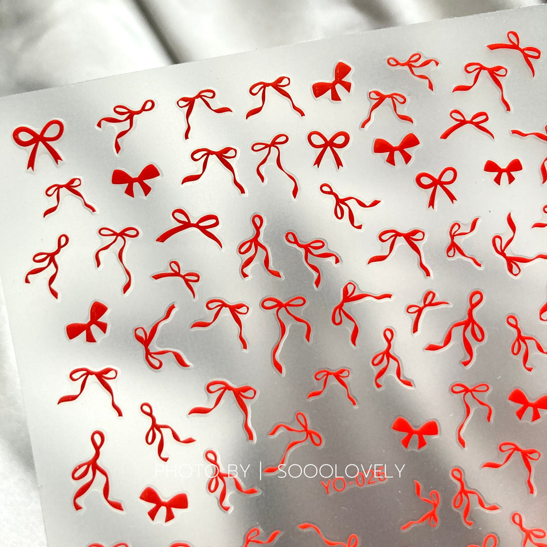Ultra Thin Nail Sticker - Floating Ribbon YO026 Red