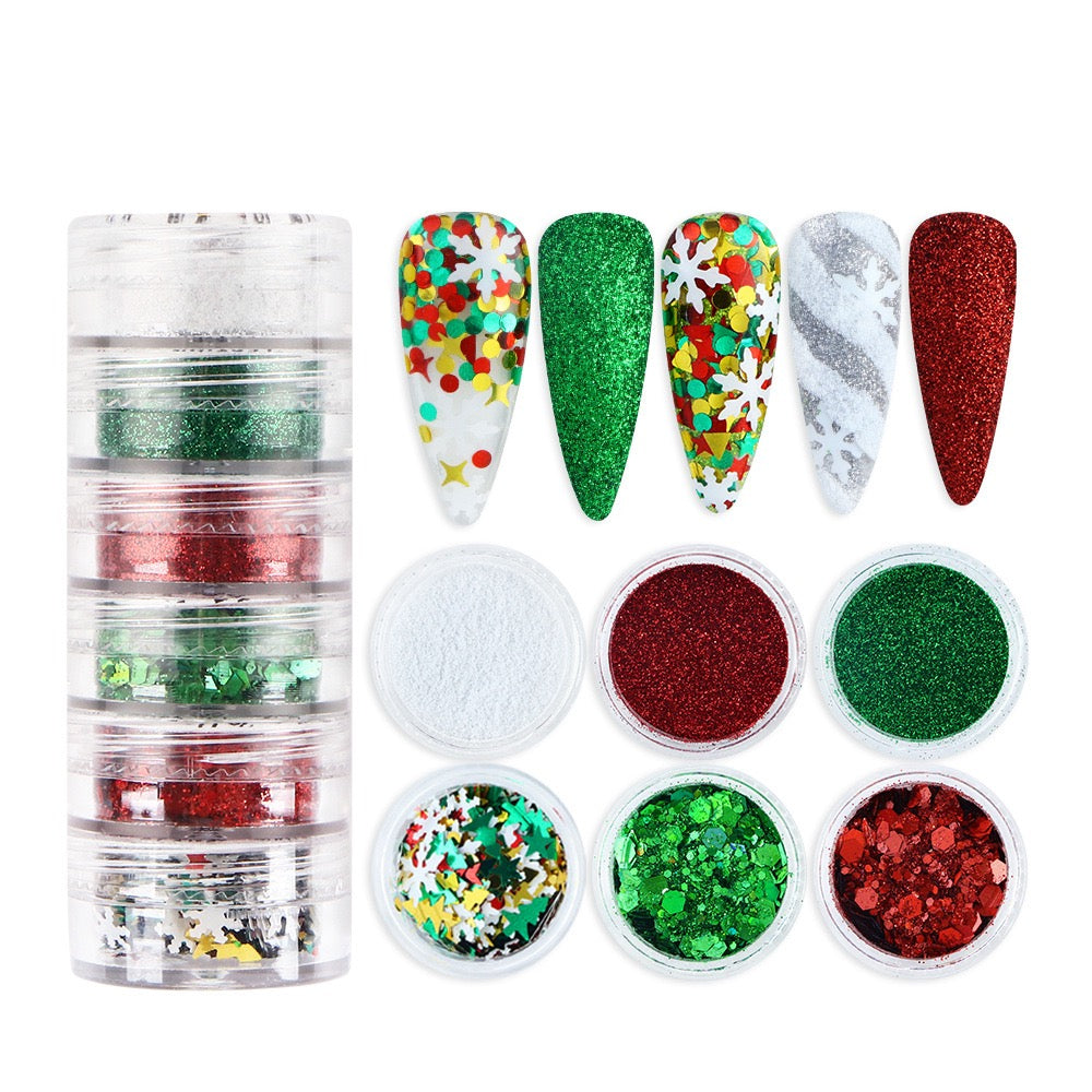 Nail Glitter Kit-10 Xmas Tree
