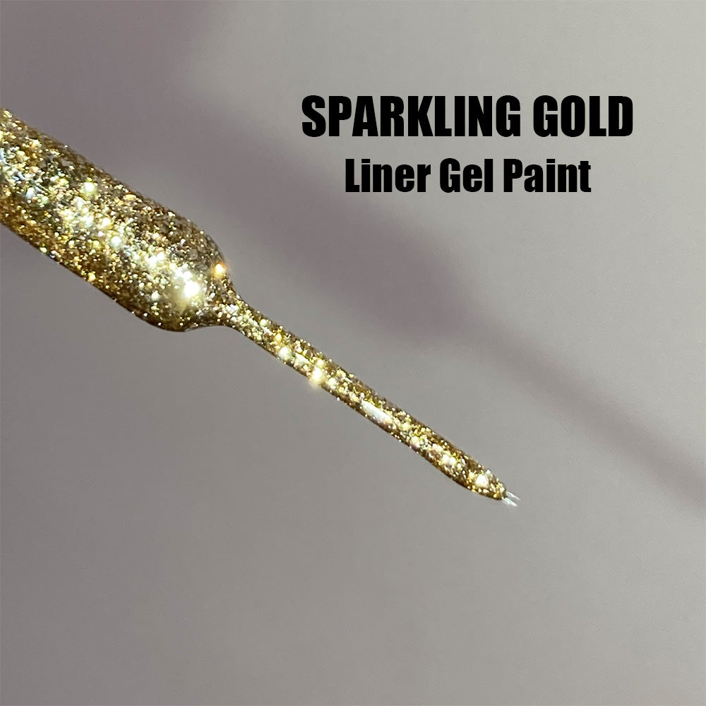 Lining Color Gold Gold Sparkling Liner Gel Paint – Sooolovely Nail Art