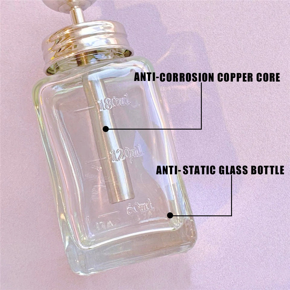 Glass Pump Dispenser Bottle for Nail Polish Remover