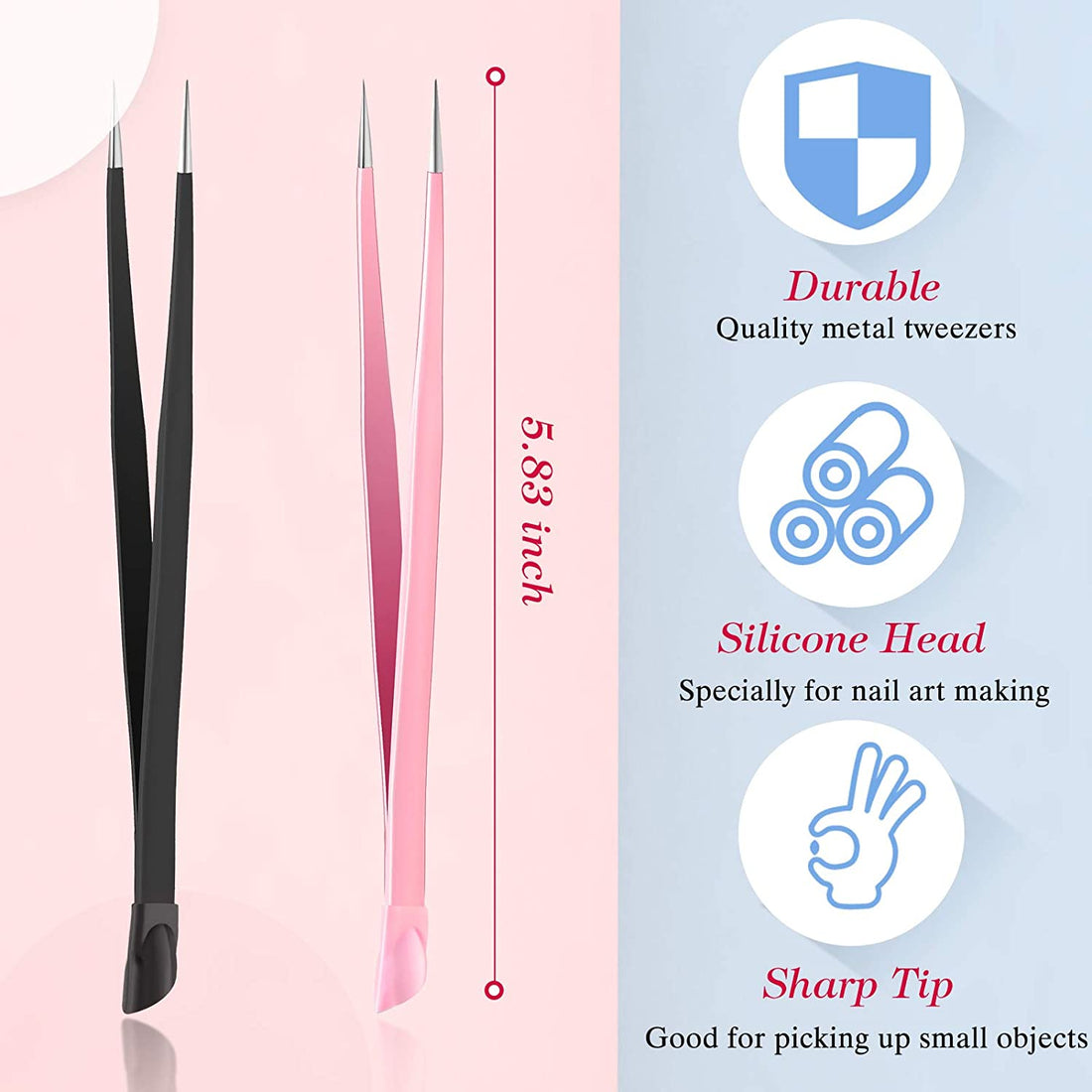 Stainless Straight Tweezers for Nail Art