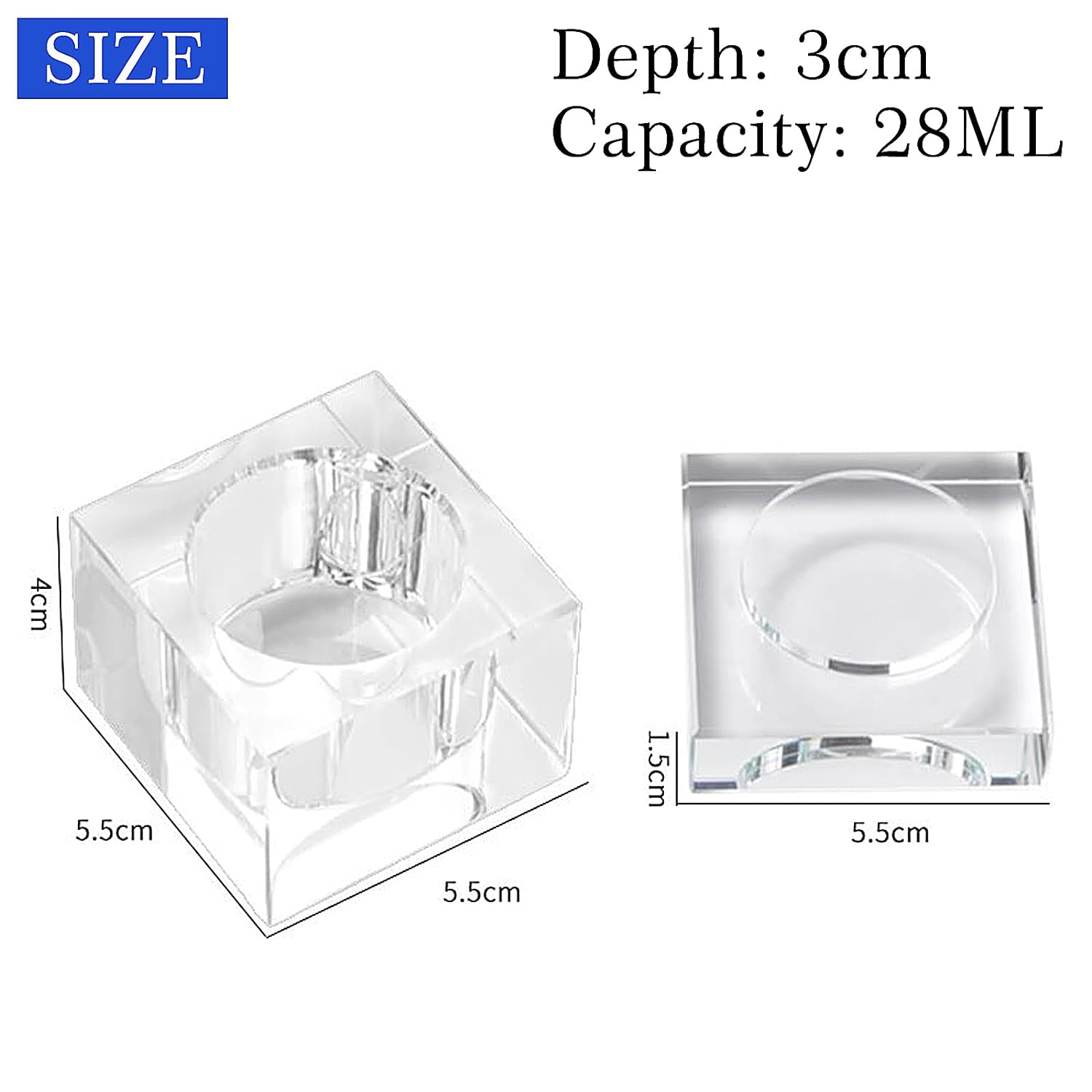 Nail Glass Dappen Dish- Square Crystal 28ml