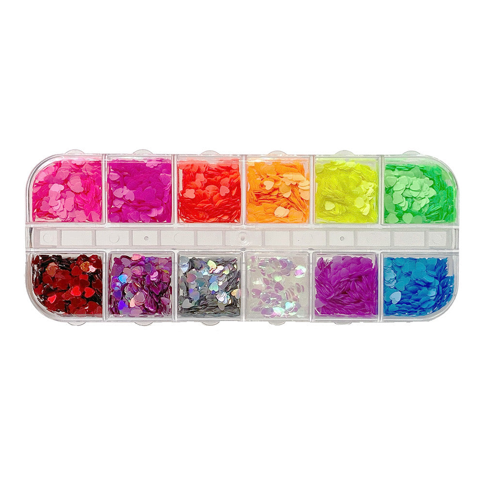 Nail Glitter Kit-09 Neon Heart 3mm