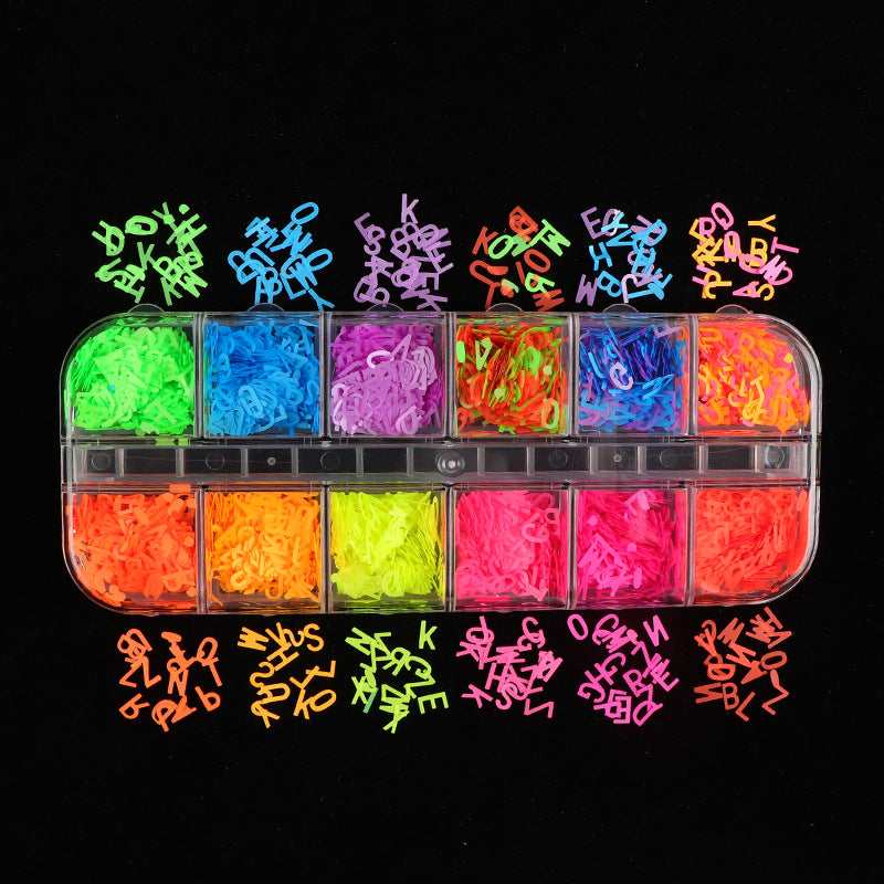 Nail Glitter Kit-13 Neon Letters 5mm