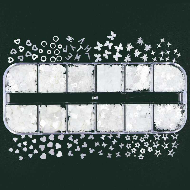 Nail Glitter Kit-18 White & White