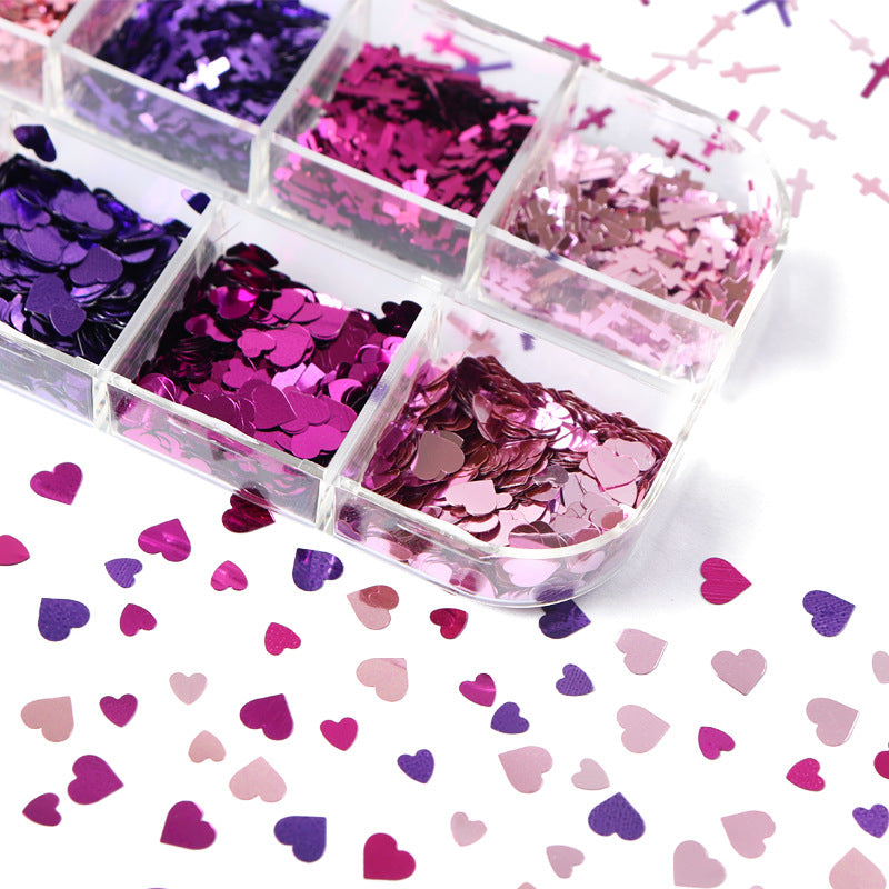 Nail Glitter Kit-19 Heart &amp; Cross Mix Size