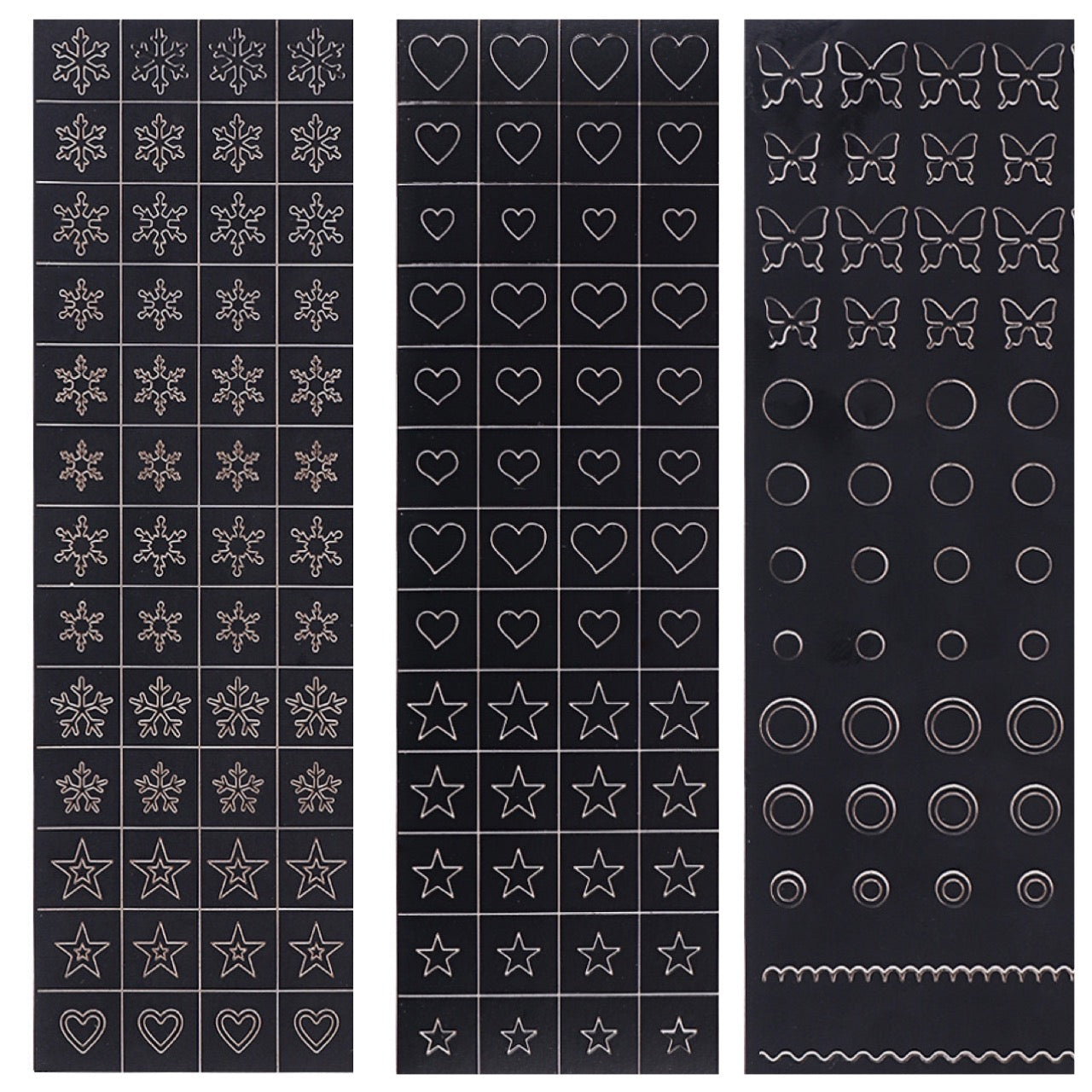 Hollow Out Sticker Nail Stencil Pack-3 Sheets HO152