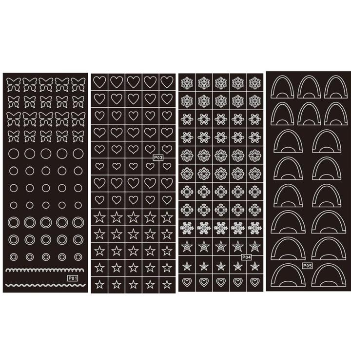 Hollow Out Sticker Nail Stencil Pack-4 Sheets HO152