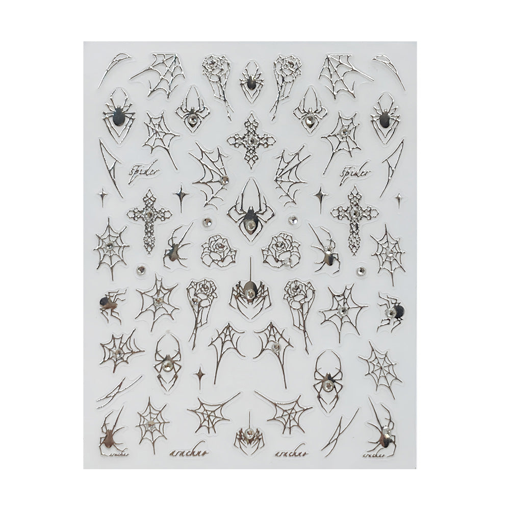 3D Nail Sticker - Embossed Crystal Spider