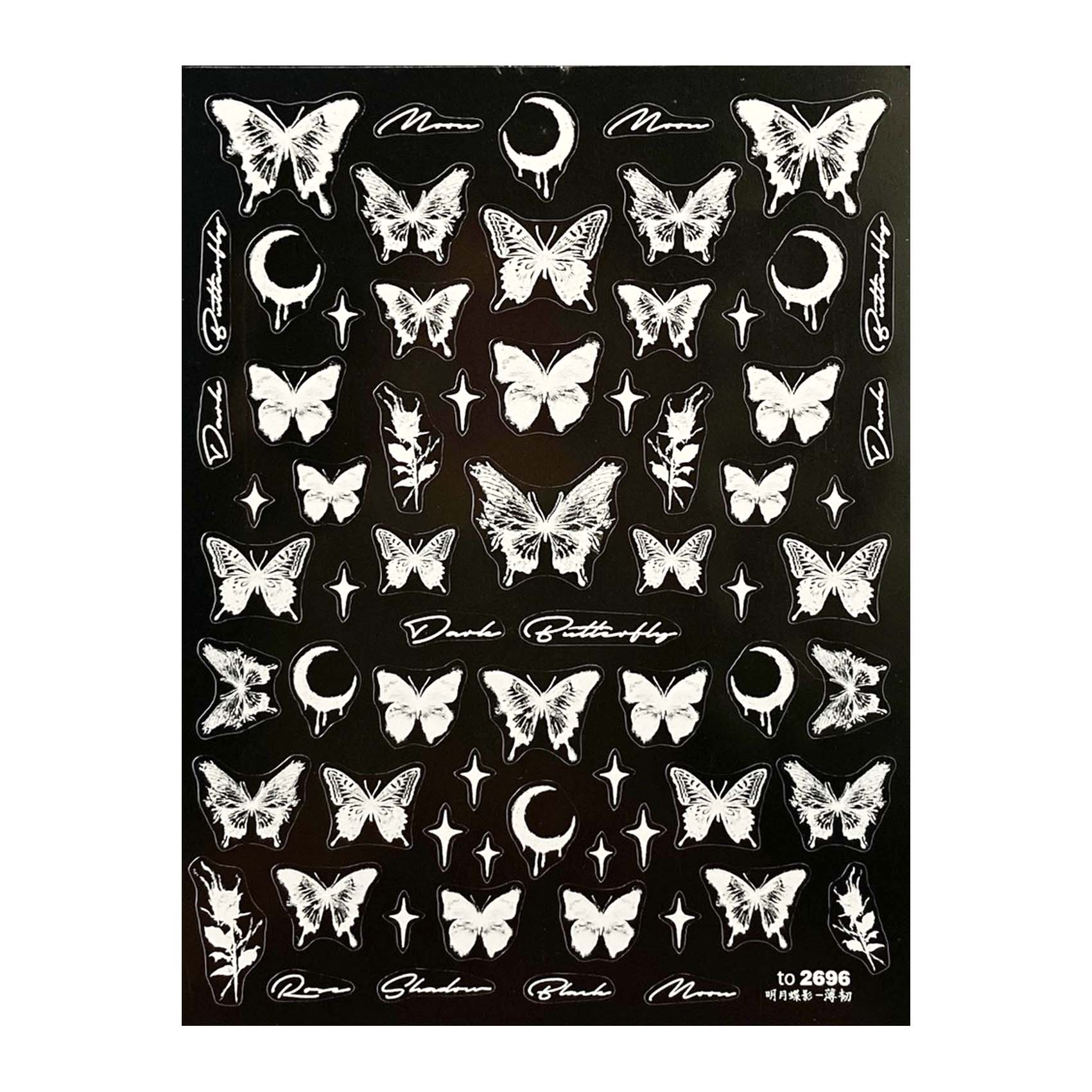 Ultra Thin Nail Sticker- Eclipse Butterflies TO2696