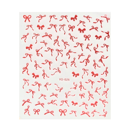 Ultra Thin Nail Sticker - Floating Ribbon YO026 Red