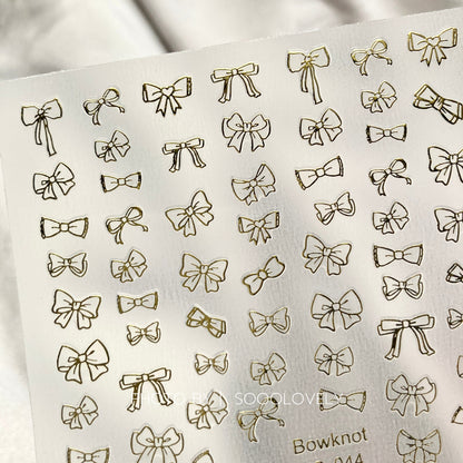 Ultra Thin Nail Sticker - Bowknot YO044 Gold