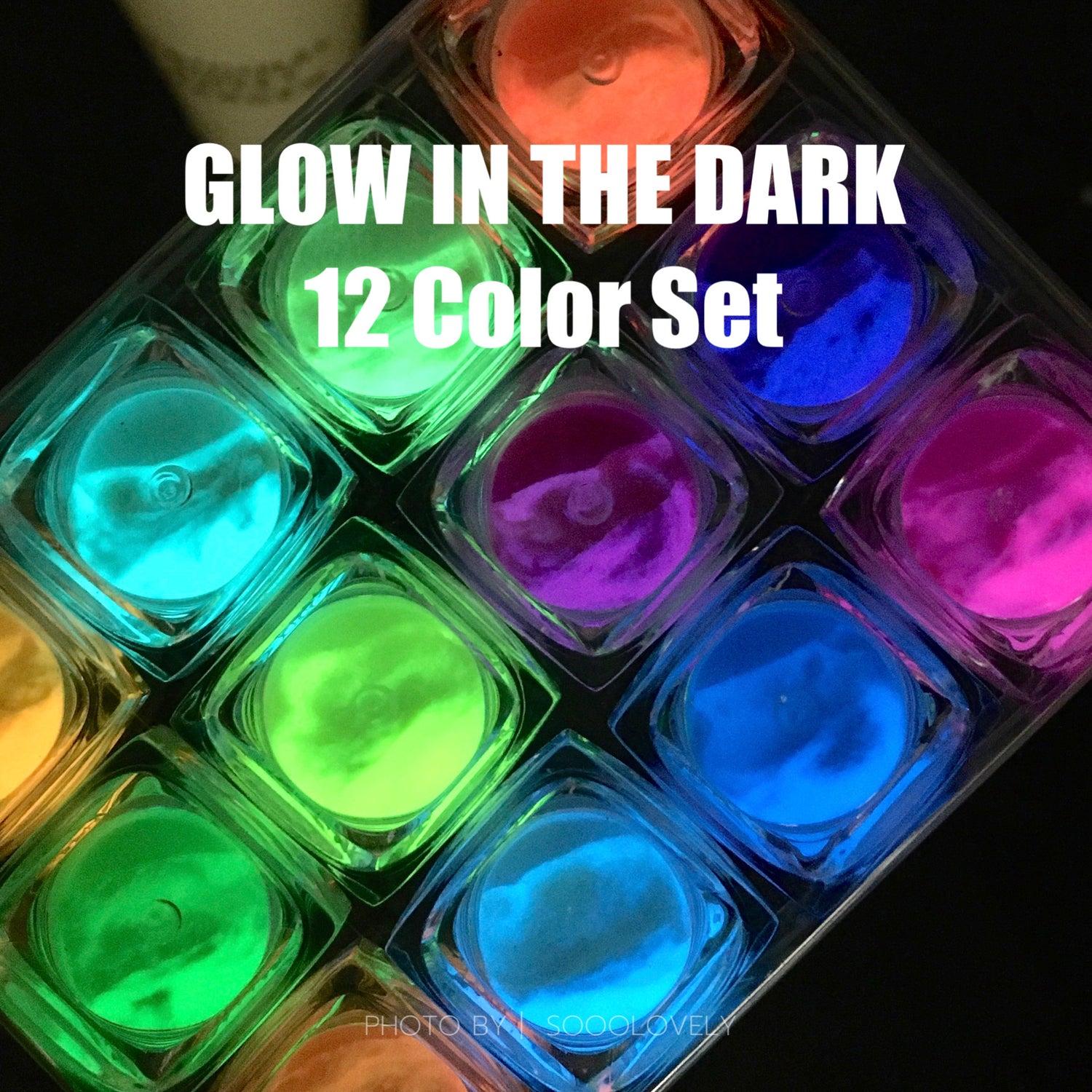 CP04-Glow In Dark Neon Nail Pigment Set- 12 Colors